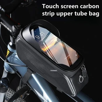 DEEMOUNT Touch Screen Carbon Upper Tube Bag Для Горного Велосипеда Большой Емкости, 6,5-Дюймовый Сенсорный Экран, Сумка Для Мобильного Телефона  5