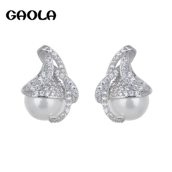 GAOLA Fashion Новейший дизайн Серьги-гвоздики из искусственного жемчуга Цветочные серьги Fashion JewelryGLE4376  5
