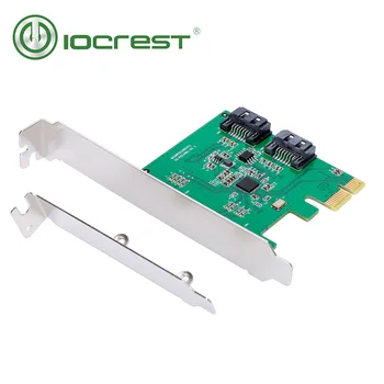 IOCREST 2-портовая карта SATA III PCI-e 2.0 x1 с низкопрофильным кронштейном, чипсет ASMedia ASM1061  0