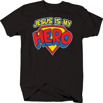 JHPKJJesus Is My Hero Рубашка Softstyle Футболки Черный Премиум Хлопок С Коротким рукавом И Круглым вырезом Мужская Футболка S-3XL  4