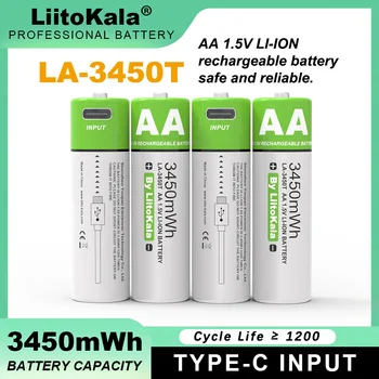 LiitoKala AA 1.5V 3450mWh Литиевая Аккумуляторная Батарея Большой Емкости Type-C USB Быстрая Зарядка для Игрушки-Мыши  4