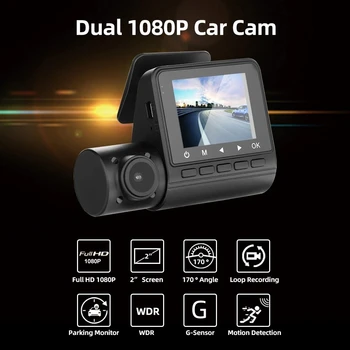 M01 2-дюймовый Автомобильный Черный ящик, Двухобъективная Регистраторная камера HD Mstar8339 1080 + 1080P с ИК-подсветкой, Регистратор ночного видения.  5