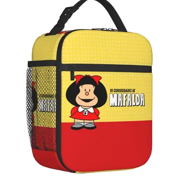 Mafalda-fiambrera portátil para niños y mujeres, bolsa de almuerzo impermeable con dibujos animados de cómic, térmica, aislante  4