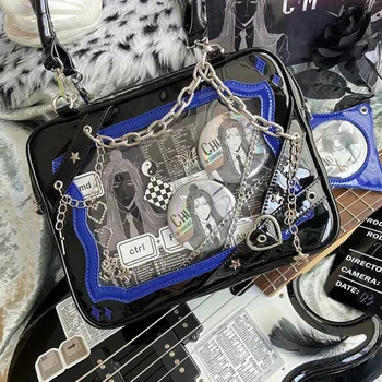 MBTI Y2k Женская сумка Lolita на цепочке в стиле панк-гот, черная Оригинальная дизайнерская квадратная сумка Jk, Эстетичная Модная женская сумка Ita  10