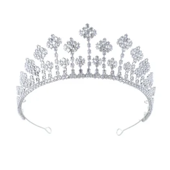 MYFEIVO Свадебный головной убор с короной из натурального корейского латунного украшения для волос CZ Fresh Bridal Tiara HQ2151  4