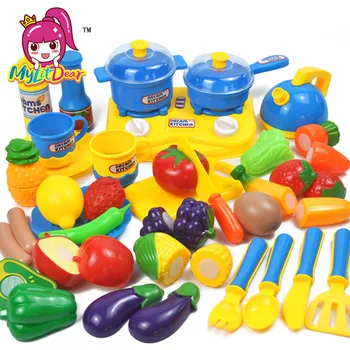 MylitDear 34шт Пластиковая Кухонная еда, игрушки для резки фруктов и овощей, ролевые игры, обучающие кухонные игрушки, Косплей повара для детей  4