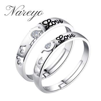 Nareyo Стерлингового серебра 925 пробы Дельфин Любовная пара Кольцо с бриллиантом Открывающее кольцо для пары Корейское модное кольцо 2шт  5