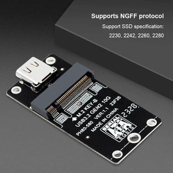 NGFF К USB 3.2 Type-C Riser Card 10 Гбит/с Конвертер SSD в USB 3.2 SATA SSD Riser JMS583 SATA3 6 Гбит/с Поддержка M2 SSD 2230/42/60/80  5