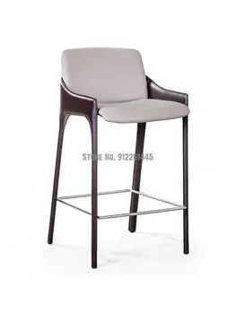 Nordic Light, роскошное современное простое барное кресло с кожаным седлом, дизайнерский барный стул для отдыха в кафе  5