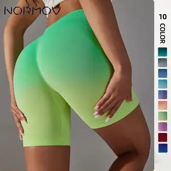NORMOV, бесшовные шорты для йоги, Градиентные Колготки, женские велосипедные шорты с высокой талией, шорты для фитнеса ярких цветов, эластичные  5