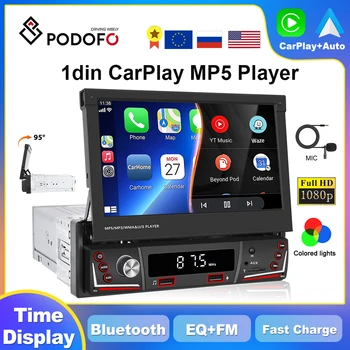Podofo 1din CarPlay Android Auto Автомагнитола 7 