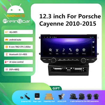 Prelingcar Android 12.0 Система 2 Din Автомобильный Мультимедийный видеоплеер Навигация GPS 12,3 дюйма для Porsche Cayenne 2010-2015 Ys 8Core  5