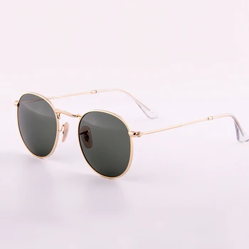 Rindu Ретро круглые солнцезащитные очки из стекла UV400 модные винтажные мужские и женские металлические очки с зелеными, синими, коричневыми линзами солнцезащитные очки  2