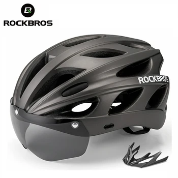 ROCKBROS Велосипедный шлем Мужской EPS, Цельнолитый Дышащий Велосипедный шлем Мужской Женский, Очки с линзами, шлем для шоссейного велосипеда Aero MTB  5