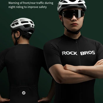 ROCKBROS Мужская Летняя одежда для велоспорта, Спортивная одежда, Быстросохнущая Дышащая Спортивная одежда с короткими рукавами, Спортивная одежда для горных велосипедов S-4XL  5