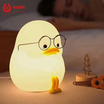 RSSER Duck Nightlights Детский Светодиодный Ночник Duckling Перезаряжаемая Лампа USB Мультяшное Силиконовое Украшение Детской спальни На День Рождения  5