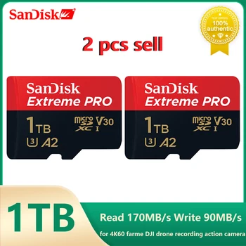SanDisk 2 шт продают Extreme Pro A2 TF micro SD 256 ГБ 400 ГБ 512 ГБ 1 ТБ 128 ГБ 64 ГБ 32 ГБ UHS-I Карта памяти U3 для DJI drone 170 МБ /с.  10