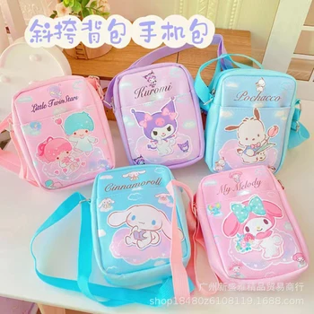 Sanrio Мультфильм Cinnamoroll Hello Kitty Женская Детская сумка для телефона Zero Wallet Аниме Kuromi Melody Рюкзак на одно плечо Подарки  4