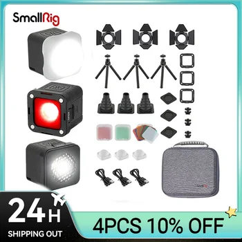 SmallRig 3 Комплекта Светодиодной Подсветки для Видео DSLR Fill Light Водонепроницаемый Портативный Комплект Подсветки Для камеры Mini Cube с 8 Цветными Фильтрами 3469  5