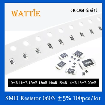 SMD резистор 0603 5% 0.01R 0.012R 0.013R 0.015R 0.016R 0.018R 0.02R 100 шт./лот микросхемные резисторы 1/10 Вт со сверхнизким значением сопротивления  0