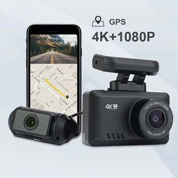T8 новейший 4K 2160P двухобъективный видеорегистратор с GPS dvr автомобильная камера черный ящик автомобильный Full Hd 1080p видеорегистратор двойной wifi con app  5