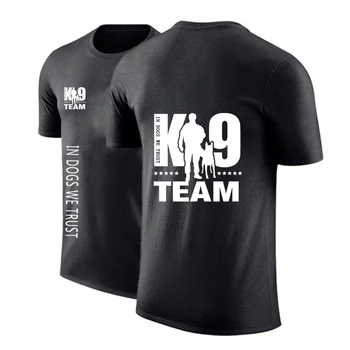 TRAINER K9 Team K9 Unit Malinois Мужская летняя хлопковая футболка с коротким рукавом и круглым вырезом, качественный топ для занятий спортом и отдыха  5