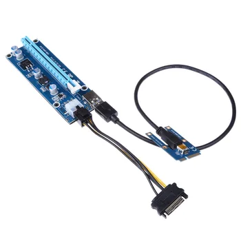 USB 3.0 PCI-E Express 1x to16x Extender Riser Card Adapter SATA 6Pin Power  10
