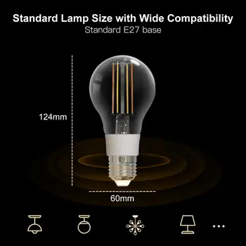 WiFi Умная лампа Накаливания Светодиодная Лампа с регулируемой яркостью освещения Поддержка Smart Life Home Control  4