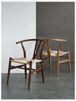 Y стул из массива дерева, новый китайский стул, современный простой скандинавский обеденный стул, стул для отдыха, ротанговый стул, белый дуб, костяная вилка, стул  5