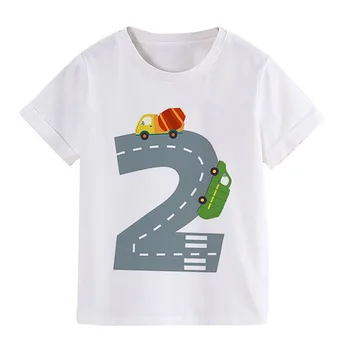 ZYXZ 2023 Новая модная футболка с принтом автомобиля для мальчиков на день рождения, Индивидуальное название, Детская одежда, футболки, праздничные топы для маленьких девочек, подарок  5