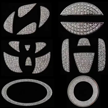 Автомобильная наклейка с логотипом на рулевом колесе, аксессуары для интерьера, металлическая эмблема с бриллиантами, подходит для Hyundai Toyota Honda VW Nissan  2