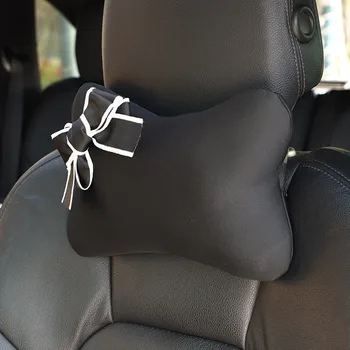 Автомобильные подголовники с бантиками и шелком Ice Silk для летнего использования. Подушки для защиты шеи, снимающие усталость и дышащие для женщин-автомобилистов.  4