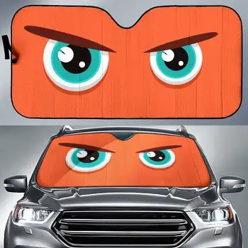 Автомобильный Солнцезащитный Козырек с Оранжевыми Мультяшными Глазами  5