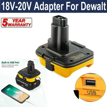 Адаптер батареи 20V 18650 DCA1820 для Инструментов Dewalt 18V Преобразует Литиевую Батарею 20V для DC9096 DE9098 DE9096 с USB  10