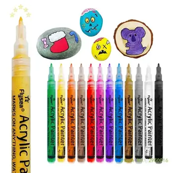 Акриловый маркер 12 цветов, водонепроницаемая акриловая ручка с тонким наконечником, для детского рисования, Изготовление открыток, арт-проект для скрапбукинга  5