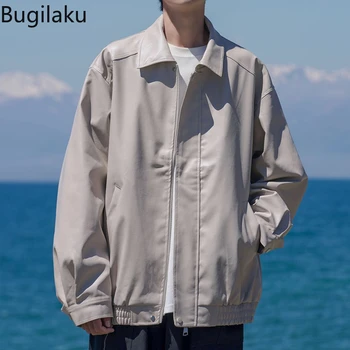 Американская куртка Bugilaku в стиле ретро, мужская весенне-осенняя свободная повседневная куртка с лацканами, мужская тенденция  10