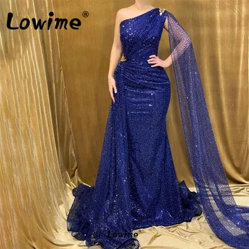 Арабские женские вечерние платья, синие расшитые бисером кристаллы, Длинные вечерние платья, сшитые на заказ, Большие размеры, платья для матери невесты, халат  5