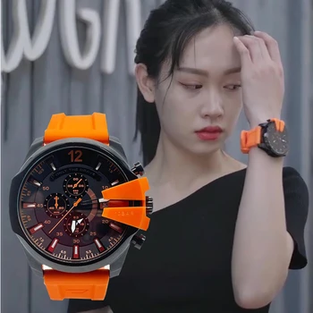 Аутентичный Европейский и американский модный тренд Оранжевая кварцевая спортивная пара Женские часы Унисекс 4427  5