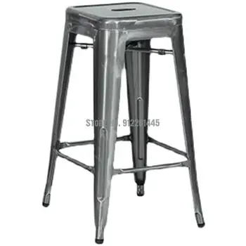 Барный стул iron art РЕТРО-барный стул в европейском стиле, железный стул с сетчатой спинкой, красный стул для стойки регистрации, простой металлический барный стул с высокой ножкой  5