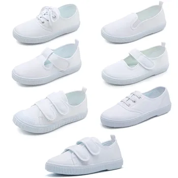 Белая парусиновая обувь для маленьких мальчиков и девочек, повседневная обувь, детская милая обувь для прогулок на мягкой подошве, обувь для малышей, детская обувь  5