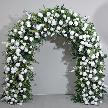 Белая Роза, зелень, Листья Баньяна, Цветочная композиция, Свадебный Фон, декор, реквизит, арка для вечеринки, Подвесные цветы на сцене, цветы на полу.  5