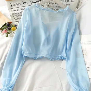 Белая солнцезащитная рубашка Женская с длинными рукавами, Лето 2023, Новый Универсальный кардиган, Тонкое пальто, простая модная одежда  5