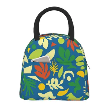 Бесшовная сумка для ланча с абстрактными летними листьями, изолированные многофункциональные сумки-тоут для ланча, Многоразовая термосумка-холодильник  5