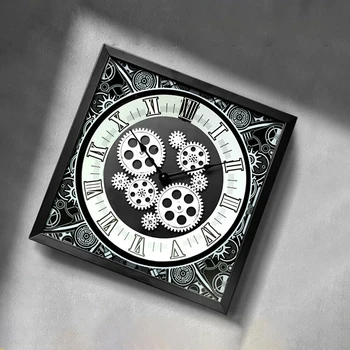 Большие промышленные настенные часы Настенные часы в стиле ретро с шестеренками в стиле стимпанк для современного декора гостиной Металлические настенные часы  5