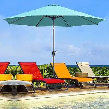 Большой зонт, водонепроницаемый и солнцезащитный, 360-градусный открытый зонт с наклоном и рукояткой (белый)  5