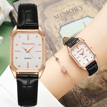 Брендовые часы, женские модные кварцевые часы с кожаным ремешком, высококачественные роскошные нерегулярные наручные часы, женские часы, прямая поставка  5