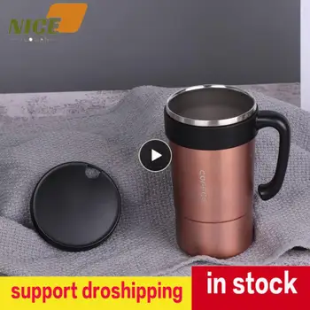 Вакуумная кофейная чашка с широким горлышком и ложкой, кофейные чашки из нержавеющей стали, Прочные подарочные чашки для бизнеса, Термос  5