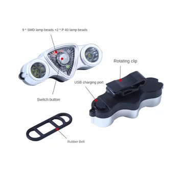 Велосипедные Световые Поворотники USB Перезаряжаемые Водонепроницаемые Светодиодные Сигнальные Лампы для Наружных Велосипедных Задних Фонарей, Многоцветные  5