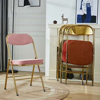 Вельветовые обеденные стулья в стиле ретро, стулья для кухонной мебели, стул со спинкой, Неоклассический дизайн, Креативный Обеденный складной стул  5