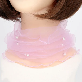 Весенне-летний шифоновый шейный платок с воротником, женский головной тонкий солнцезащитный крем, маленький шелковый шарф-маска с защитой от ультрафиолета, многофункциональный шарф  5